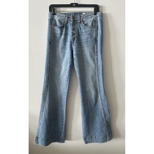 Ramy Brook Tatum Wide Leg Jeans Womens Sz 28 Blue Button Fly Retro Flare